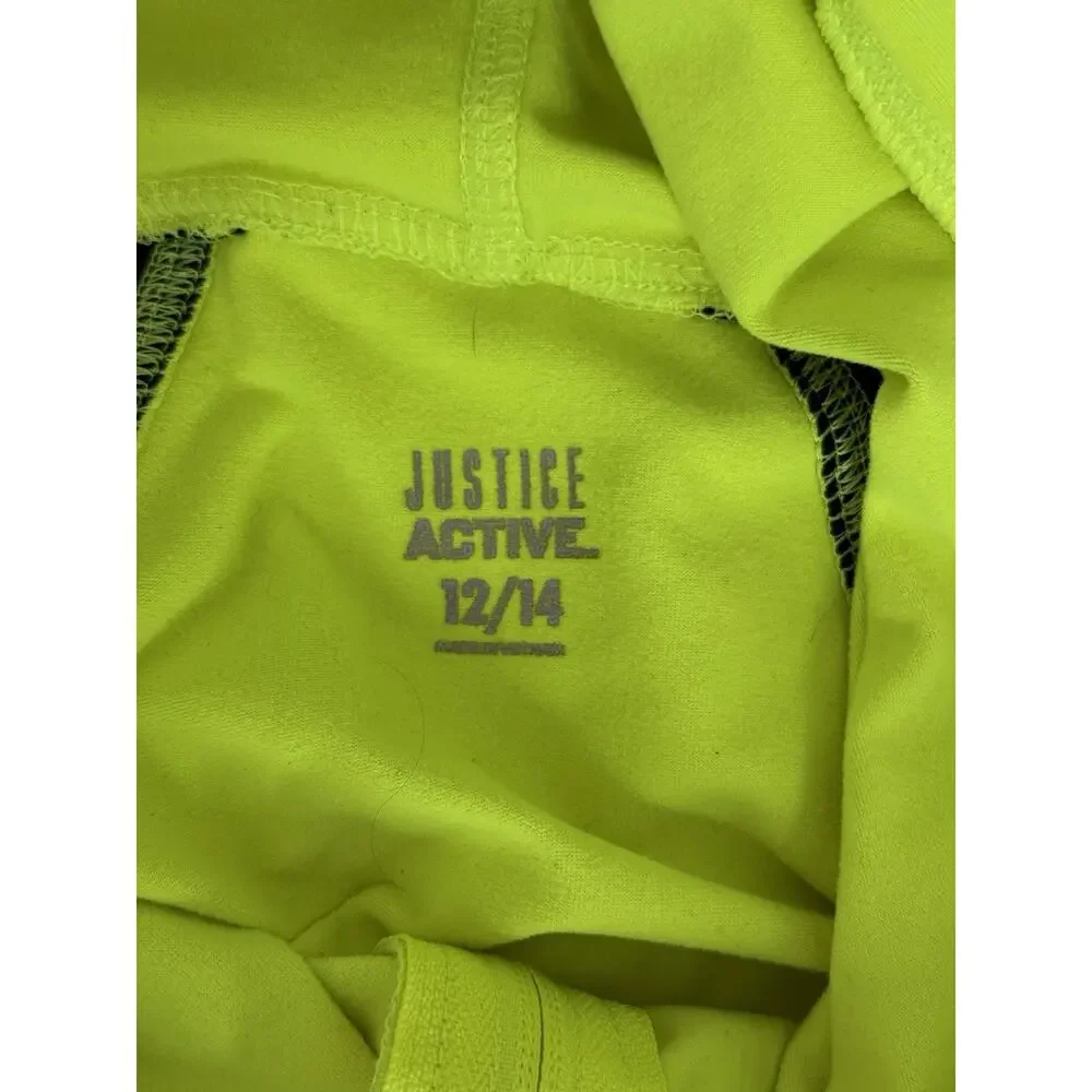 JUSTICE Active Full Zip Up Green Activewear Hooded Jacket Youth Dance Sz 12/14